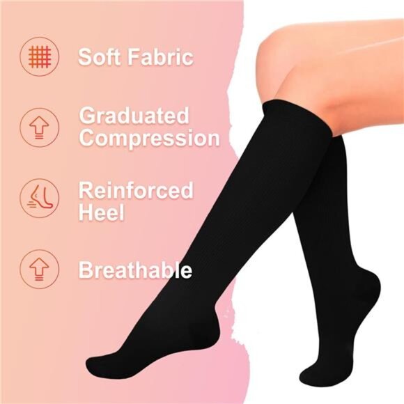 4 Pairs Compression Socks for Women Circulation-Best Support for Nurses,Running - Picture 5 of 7